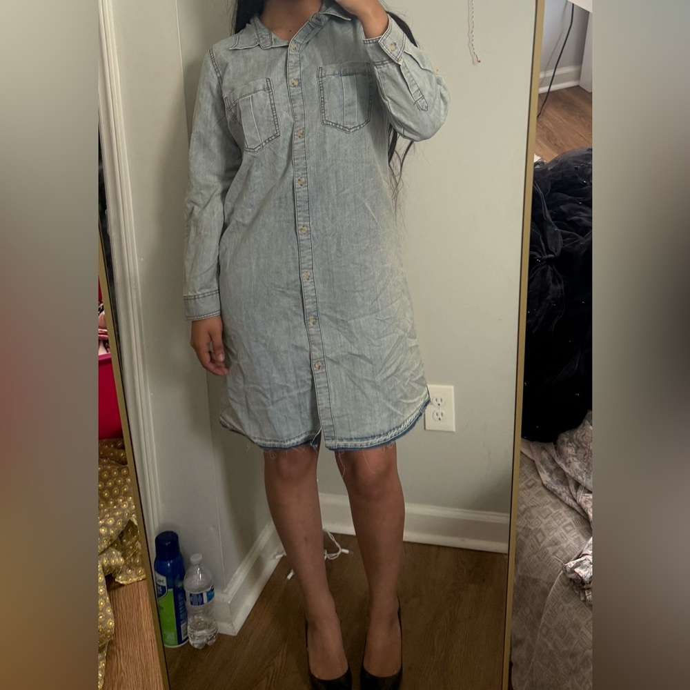 Light Blue Denim Shirt Dress